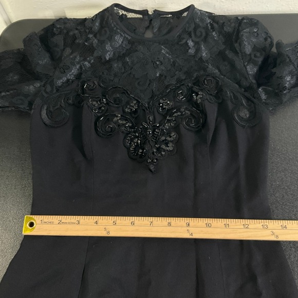 Vintage Jessica McClintock Black Lace Dress Prom Formal Party Sz 6 Whimsigoth - Picture 14 of 16